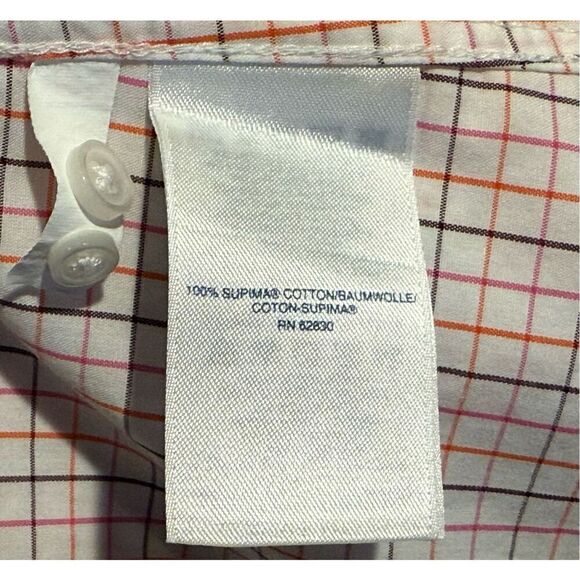 Lands’ End Top Blouse Long Sleeve Women’s Check White Orange Pink Black Career O - Picture 8 of 11